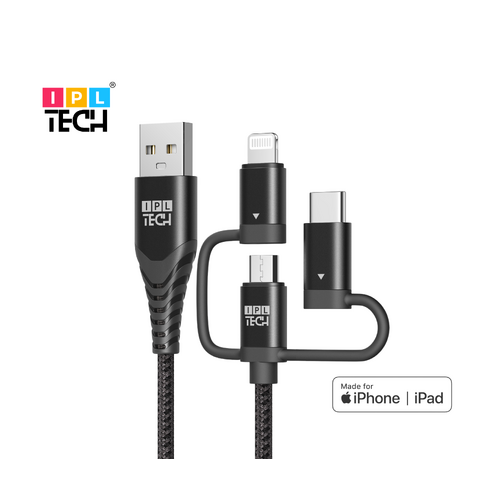 3 In1 MFi Fast Charge & Sync Braided Cable 2.4A