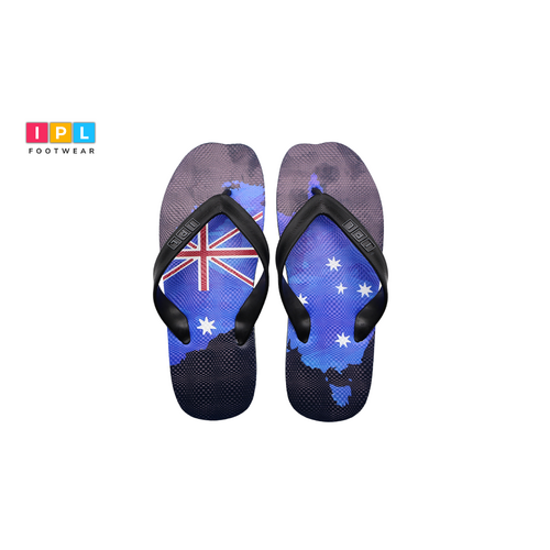 AUSSIE Flag Design Asymmetric Double Printed Pluger Flip Flop