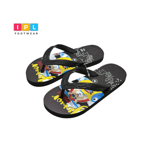  Black Color Cartoon Pattern Kid's Slippers