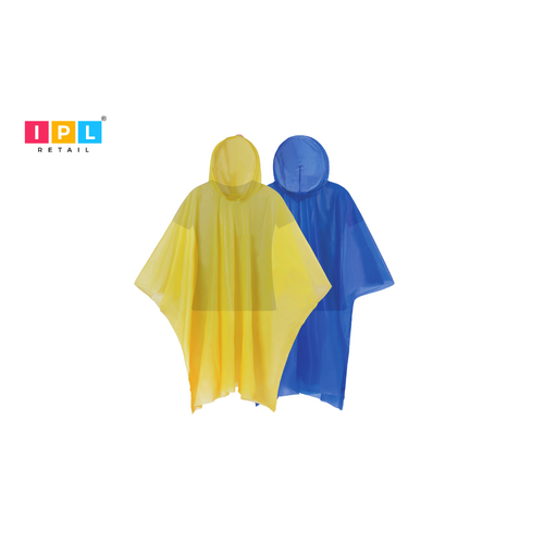 Emergency Rain Poncho Pack of 10 - Yellow/Blue